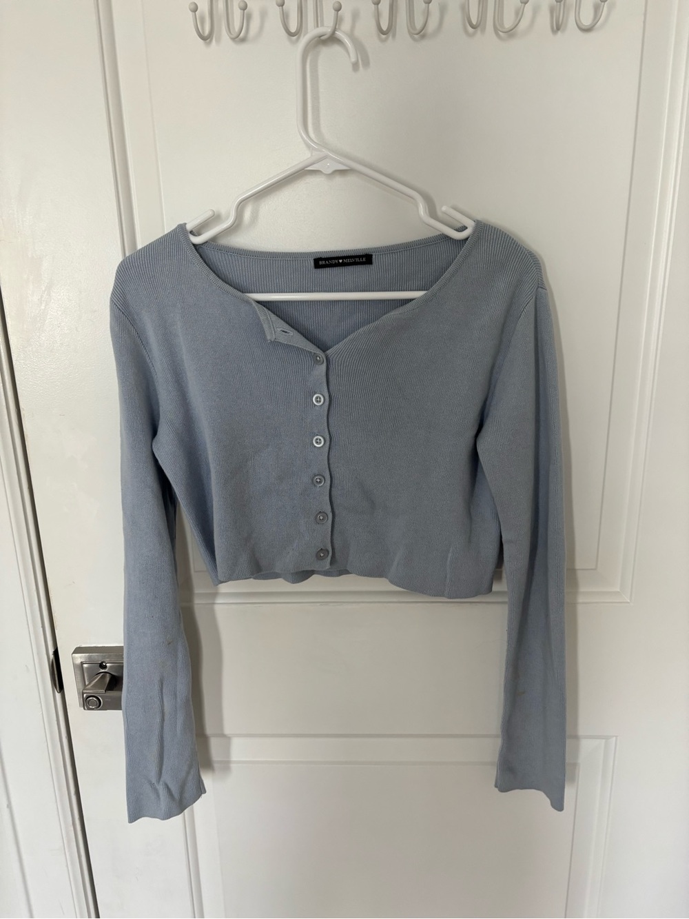 Brandy Melville Pale Blue Cropped Button Cardigan